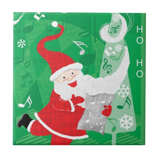 Carreau Joyeux Noël, Père Noël chantant et dansant (Devant)