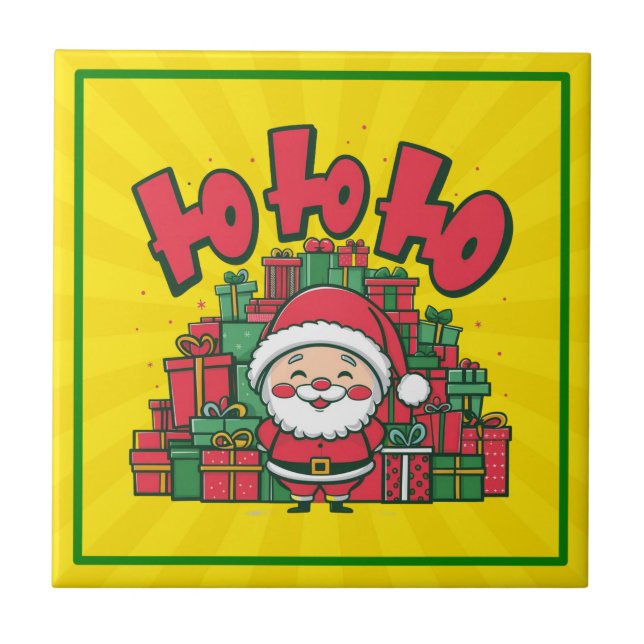 Carreau Joyeux Père Noël de dessin animé Noël (Devant)