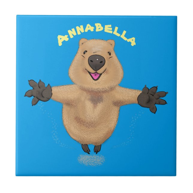 Carreau Joyeux sauter quokka dessin animé (Devant)