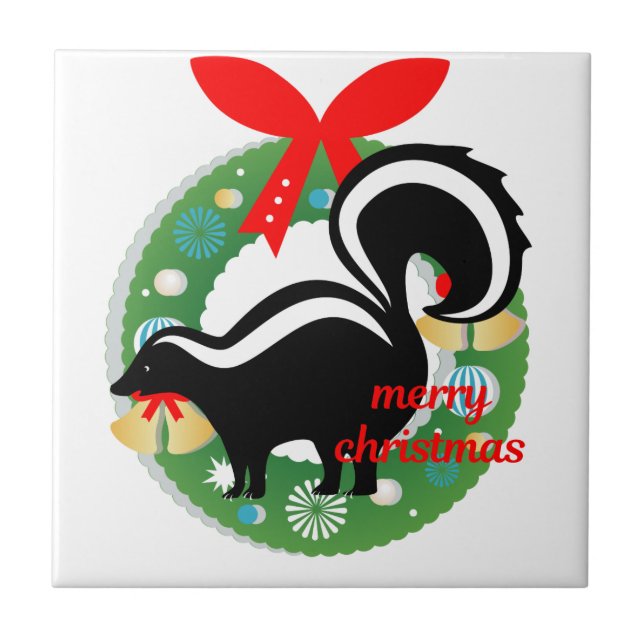 Carreau joyeux skunk de noël (Devant)
