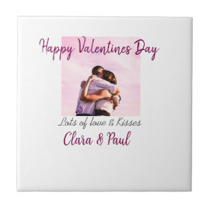 Carreau Joyeux Valentines jour moderne baisers amour ajout