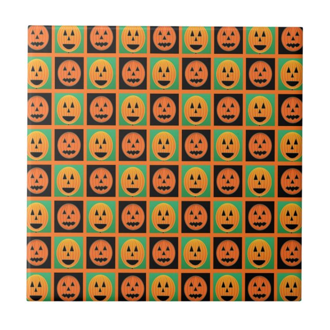 Carreau Joyeux visage de citrouille Halloween (Devant)