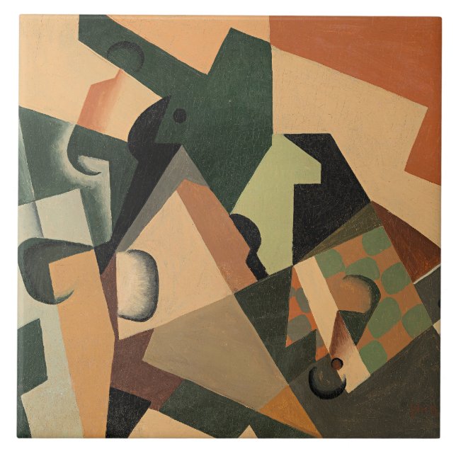 Carreau Juan Gris - Verre et damier, (Devant)