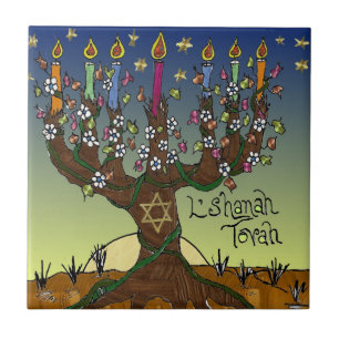 Carreau Judaica L'shanah Tovah Arbre De Vie Carrelage En C