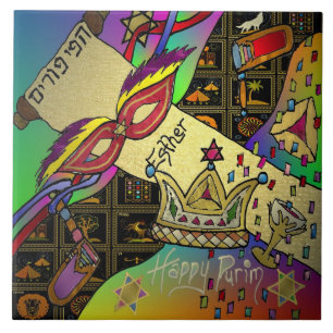 Carreau Judaica Purim Esther Célébration Art Imprimer