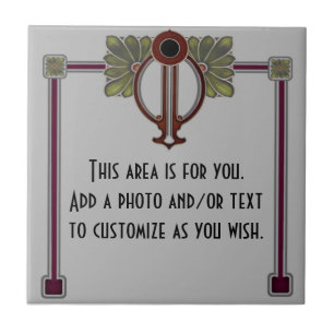 Carreau Jugendstil Art nouveau/Déco c1900 Repro Grey Burg