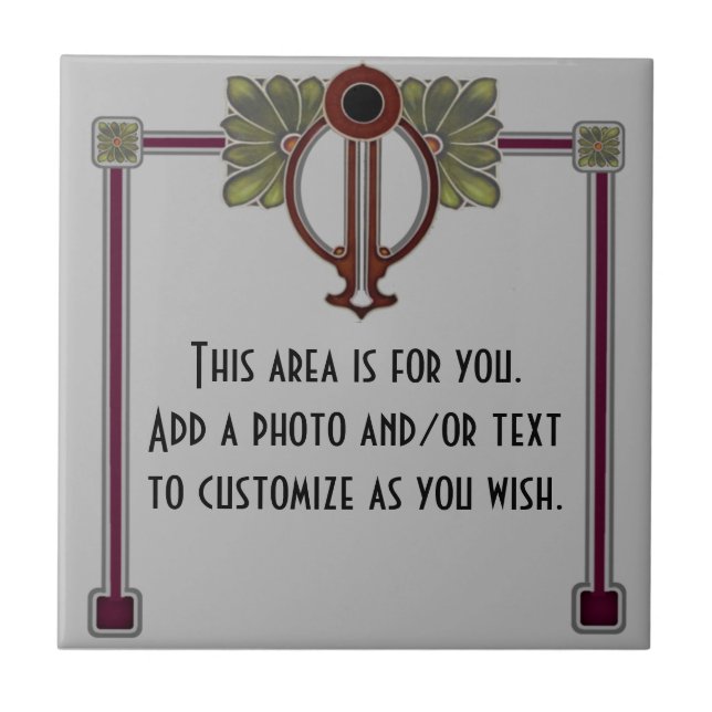 Carreau Jugendstil Art nouveau/Déco c1900 Repro Grey Burg (Devant)