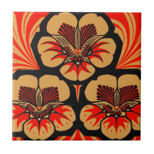 Carreau Julie de Graag Art Nouveau Vintage Gravure sur Boi