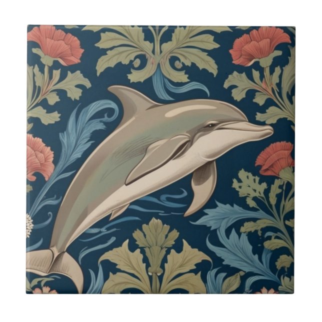 Carreau Jumelage Dolphin William Morris style Face droite (Devant)