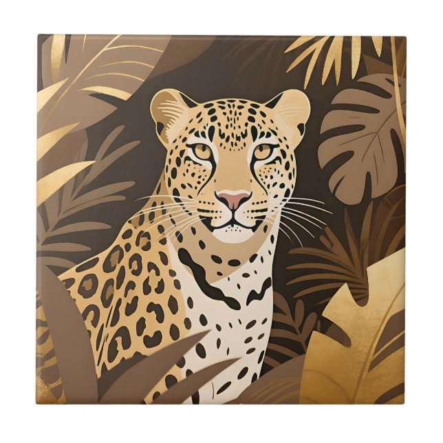 Carreau Jungle Bohème Léopard Doré Faune  (Devant)