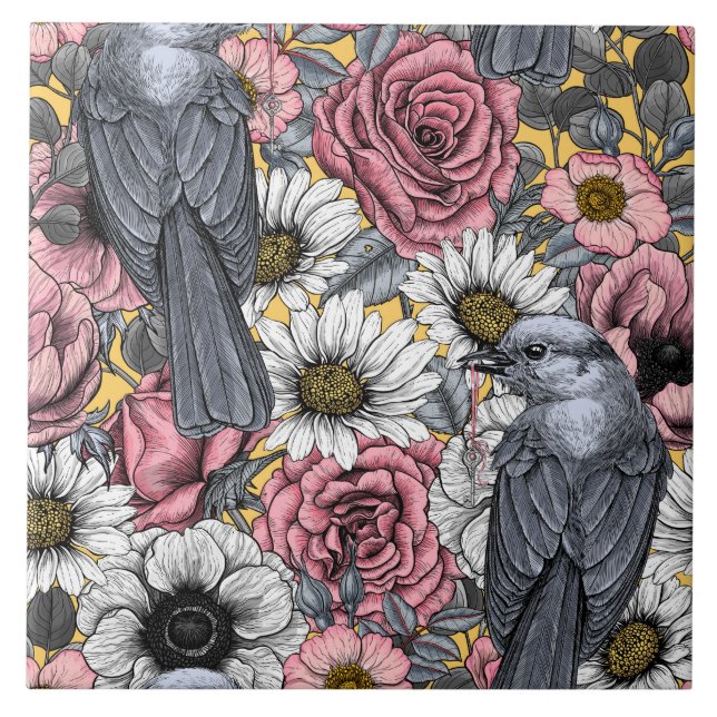 Carreau Jus gris et fleurs (Devant)