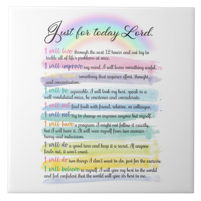 Carreau Juste pour aujourd'hui, Seigneur (Devant)