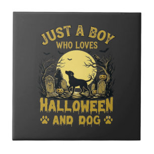 Carreau Juste un garçon qui aime Halloween Chien Pleine Lu