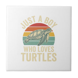 Carreau Juste un garçon qui aime les tortues Vintage Turtl