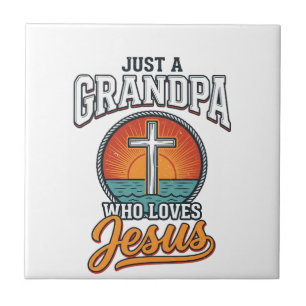 Carreau Juste un grand-père qui aime Jésus Vintage Cross S