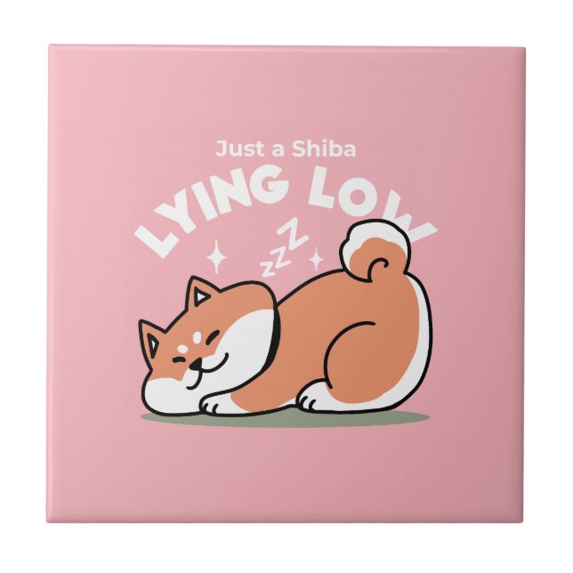 Carreau Juste un Shiba allongé bas : mignonne conception S (Devant)