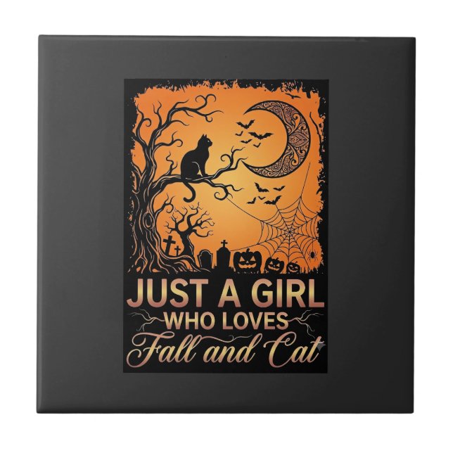 Carreau Juste une fille qui aime la chatte d'automne Hallo (Devant)