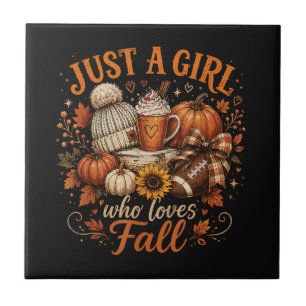 Carreau Juste une fille qui aime l'automne Football Pumpki