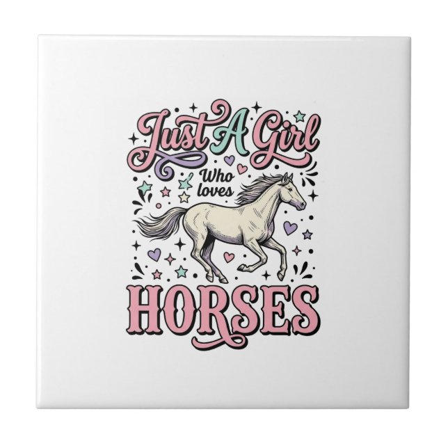 Carreau Juste Une Fille Qui Aime Les Chevaux Design Vector (Devant)