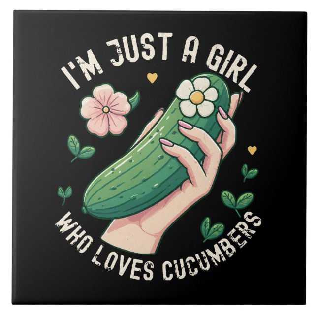 Carreau Juste une fille qui aime les concombres - Végétari (Devant)