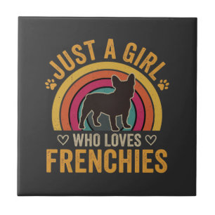 Carreau Juste une fille qui aime les Frenchies Rétro Chien