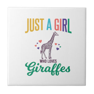 Carreau Juste une fille qui aime les girafes vintage vecte