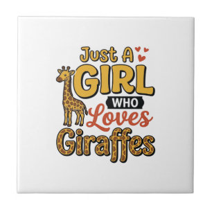 Carreau Juste Une Fille Qui Aime Les Girafes Vintage Vecto