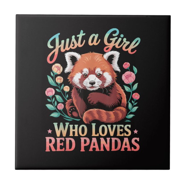 Carreau Juste Une Fille Qui Aime Les Pandas Rouges (Devant)