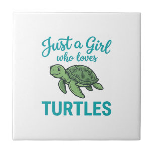 Carreau Juste une fille qui aime les tortues Vintage Gravu