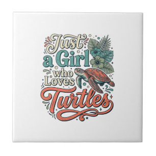 Carreau Juste une fille qui aime les tortues Vintage modèl