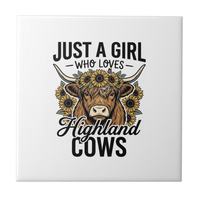 Carreau Juste une fille qui aime les vaches des Highlands  (Devant)