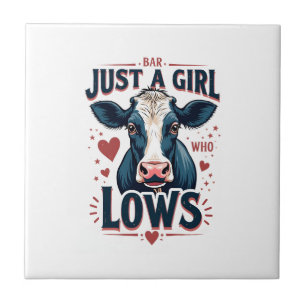 Carreau Juste une fille qui aime les vaches Vintage néon C