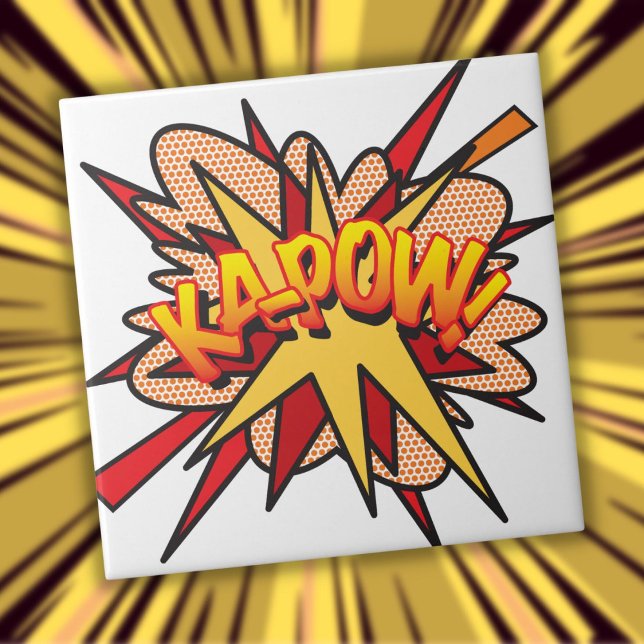 Carreau KA-POW Amusement Bande Dessinée Rétro Art Pop (KA-POW Fun Retro Comic Book Pop Art Tile)