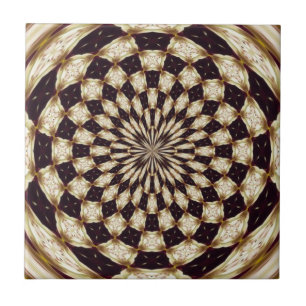 Carreau Kaleidoscope de fleurs en mandala décor en ivoire