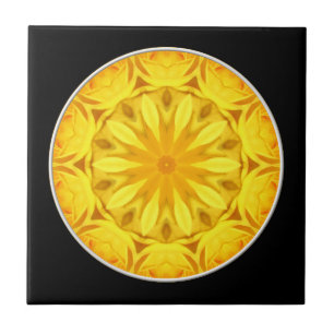 Carreau Kaléidoscope de rose jaune