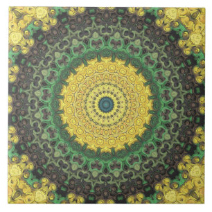 Carreau Kaleidoscope jaune et vert Mandala Motif