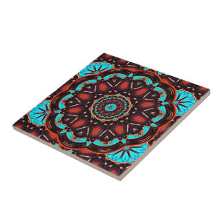 Carreau Kaleidoscope Turquoise et Bois