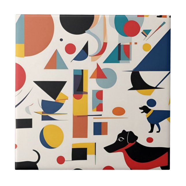 Carreau Kandinsky art & Amoureux des chiens / (Devant)