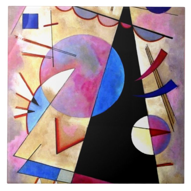 Carreau Kandinsky - Cubisme Abstrait avec rose et blues (Devant)