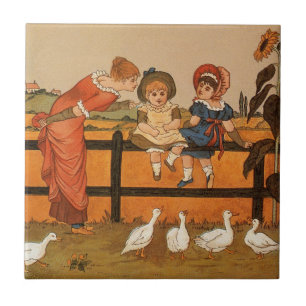 Carreau Kate Greenaway, canards victoriens d'enfants de