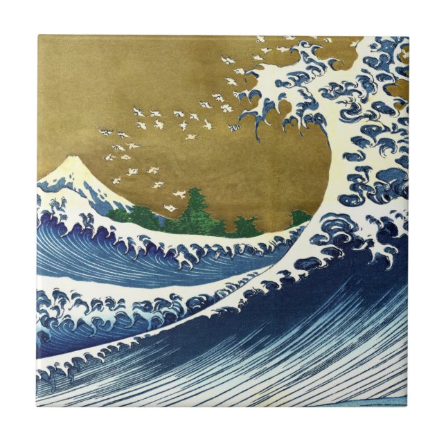 Carreau Katsushika Hokusai - Grande vague colorée (Devant)