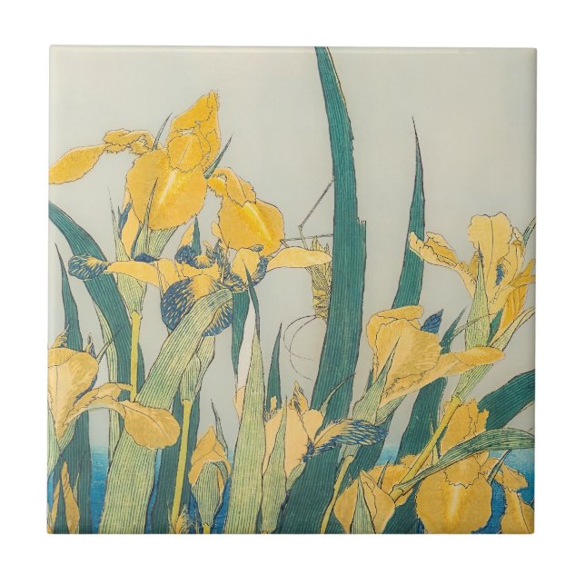Carreau Katsushika Hokusai - Grasshopper et Iris (Devant)