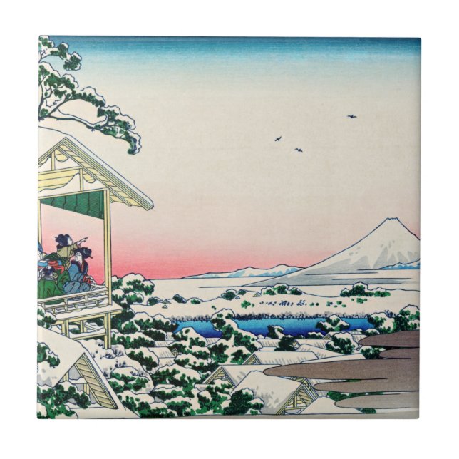 Carreau Katsushika Hokusai - Maison de thé à Koishikawa (Devant)