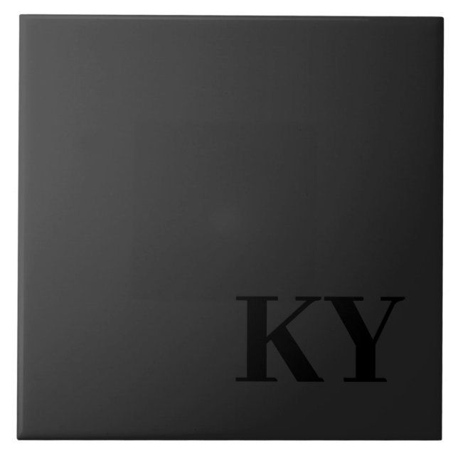 Carreau Keepsake Ceramic Tile - Initials, Black, Dark Grey (Devant)