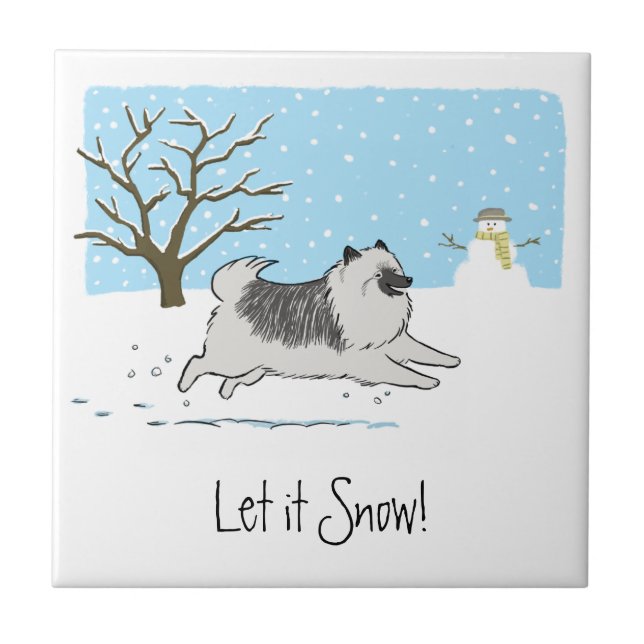 Carreau Keeshond "Let it Snow" (Devant)