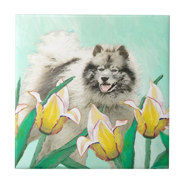 Carreau Keeshony in Tulips Peinture mignonne Original Chie (Devant)