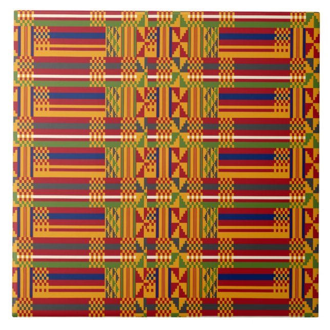 Carreau Kente Motif ethnique - Textile africain dynamique (Devant)