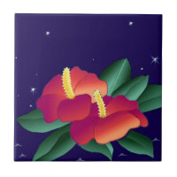 Ketmie bleue tropicale hawaïenne vintage de nuit