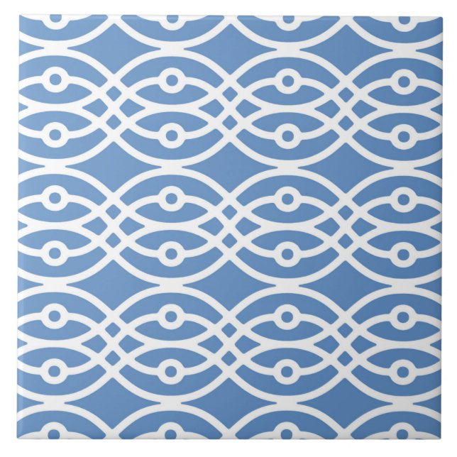 Carreau Kimono imprimé, bleu ciel et blanc (Devant)