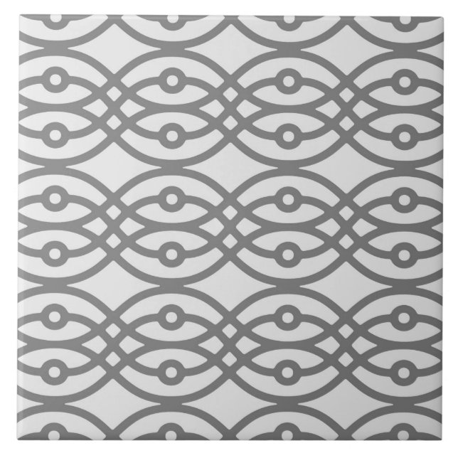 Carreau Kimono imprimé, gris argenté avec gris foncé (Devant)